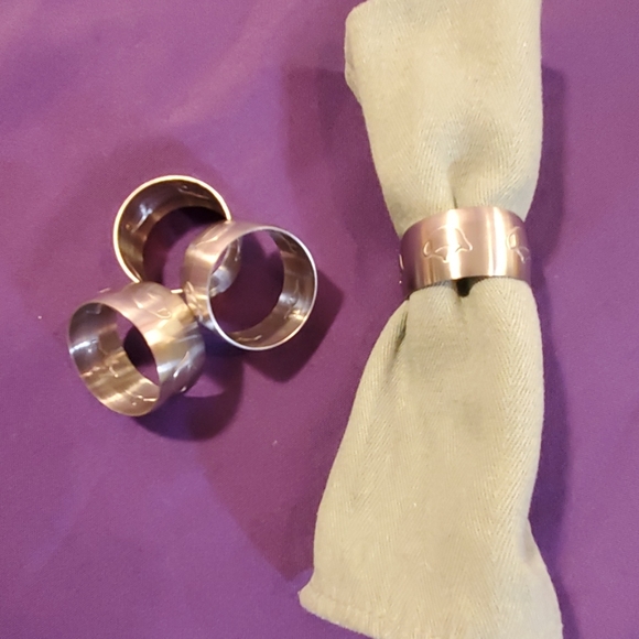 Set of 4 TEAPOT Napkin Rings VINTAGE metal - Picture 2 of 3